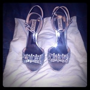 Badgley Mischka sliver bling shoes